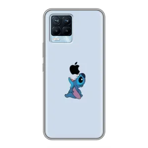 Чехол с принтом Стич на Realme 8 (Stitch apple)