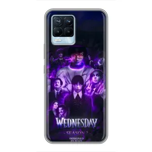 Чехол с дизайном Венздей 2 на Realme 8 (Фиолетовая магия Уэнздей)