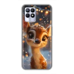 Яскравий чохол для Realme 8i з Зимові Оленята (Оленятко серед гірлянд)