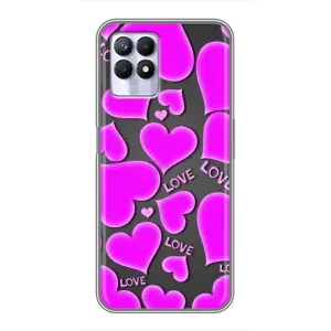 Чехлы для любимой на Реалми 8i (VPrint) (Pink hearts)