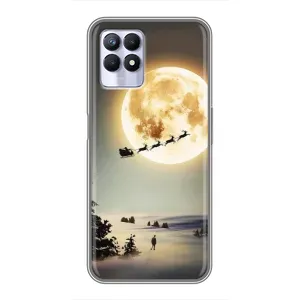Новорічні, Святкові Чохли для Realme 8i - 2024 год (Санта на місяці)