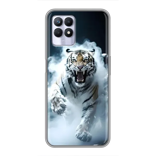 Чехол с принтом «Белый тигр в дыму» для Realme 8i Чехол с принтом «Белый тигр в дыму» для Realme 8i