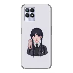 Чехлы Венсдей на Realme 8i Уэнсдей (AlphaPrint) (Уэнздей и Вещь)