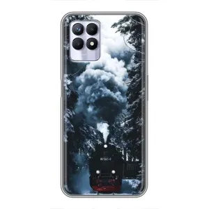 Новорічні, Святкові Чохли для Realme 8i - 2024 год (Зимовий потяг)