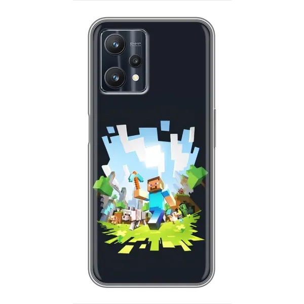 Чохол з принтом «персонажі Minecraft» для Realme 9 Pro Plus