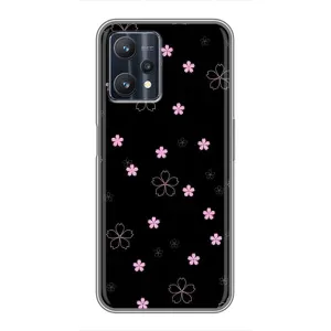 Чохол з принтом «Рожеві квіти на чорному» для Realme 9 Pro Plus