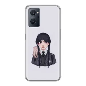 Чехлы Венсдей на Realme 9i Уэнсдей (AlphaPrint) (Уэнздей и Вещь)