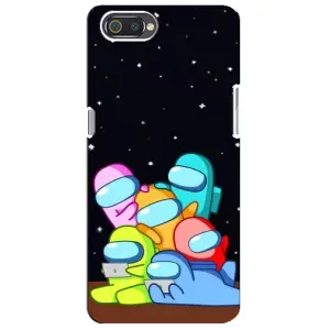 Чехол Амонг Ас для Realme C2 (AlphaPrint) (Скины в космосе)