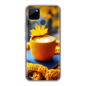 Чехол с уникальным дизайном «Осень с кофе» для Realme C21Y (Кофе на желтом пледе)