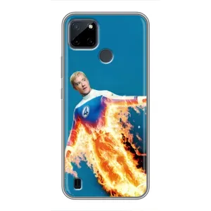 Чехол с принтом Фантастическая четверка для Realme C25Y (Человек-факел в огне)