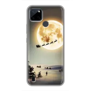 Новогодние, Праздничные Чехлы для Realme C25Y - 2024 год (Санта на луне)