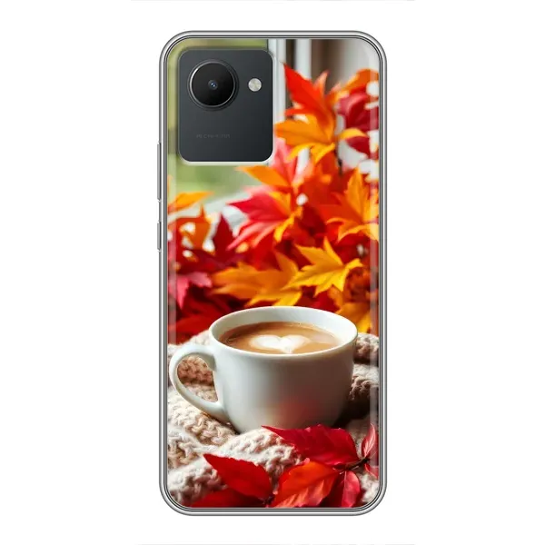 Чехол с принтом «Кофе и листья» для Realme C30 Чехол с принтом «Кофе и листья» для Realme C30