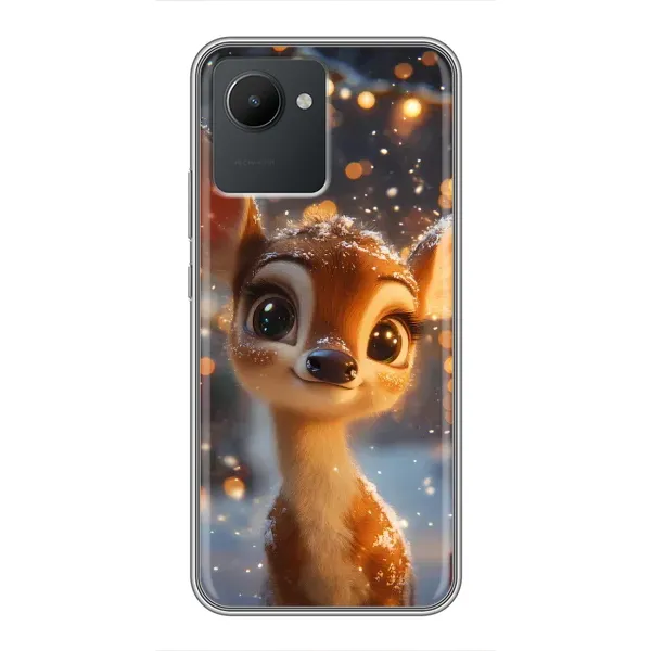 Чехол с принтом «Олененок среди гирлянд» для Realme C30 Чехол с принтом «Олененок среди гирлянд» для Realme C30