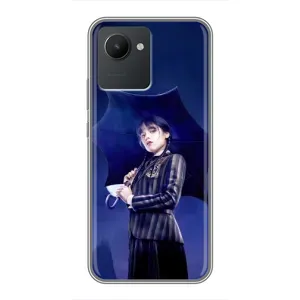 Чохли Венсдей на Realme C30 Уенсдей (AlphaPrint) (Венздей з парасолькою)