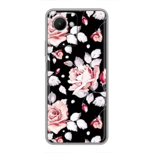 Чохли з квітами для Realme C30s (VPrint) (Квіти на чорному)