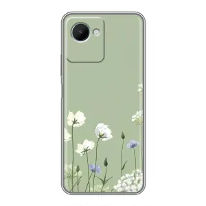 Чохол з квітковим принтом на RealMe C30s (Квіти на зеленому)