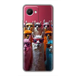 Чохол з принтом стильні тварини для RealMe C30s (Лами в окулярах)
