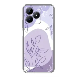 Силконовий чохол з принтом в квітах на Realme C51 (Фіолетове листя абстракція)