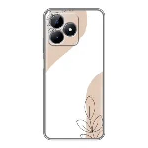 Силконовий чохол з принтом в квітах на Realme C51 (Нюдова гілочка абстракція)