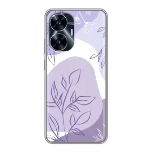 Силконовий чохол з принтом в квітах на Realme C55 (Фіолетове листя абстракція)