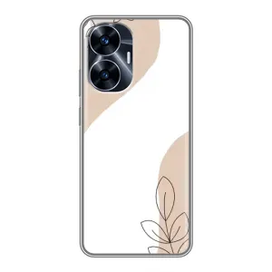 Силконовий чохол з принтом в квітах на Realme C55 (Нюдова гілочка абстракція)