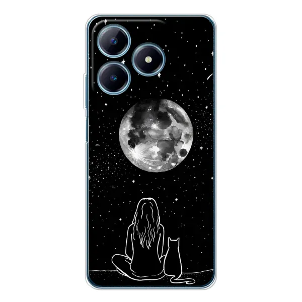 Чехол с принтом «Девушка с котом» для Realme C63 4G