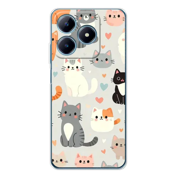 Чехол с принтом «Коллаж котов» для Realme C63 4G