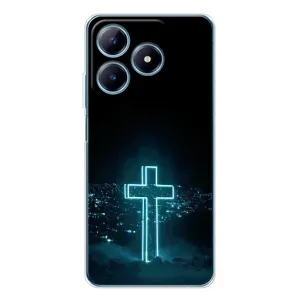 Чехол для Realme C63 4G (AlphaPrint) - (Христианские) (Крест и город)