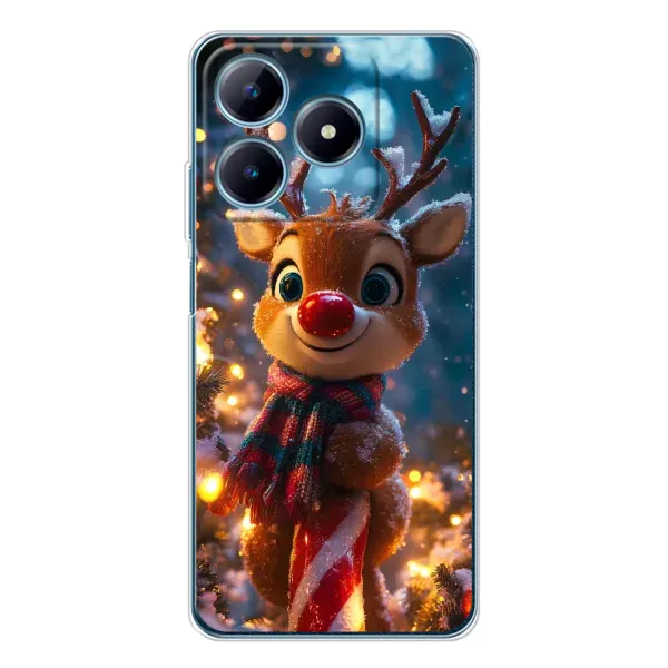 Чехол с принтом «Олень с шарфом» для Realme C63 4G