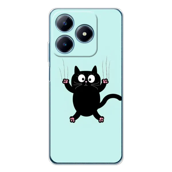 Чехол с принтом «Падающий кот» для Realme C63 4G