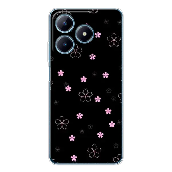 Чехол с принтом «Розовые цветы на черном» для Realme C63 4G Чехол с принтом «Розовые цветы на черном» для Realme C63 4G