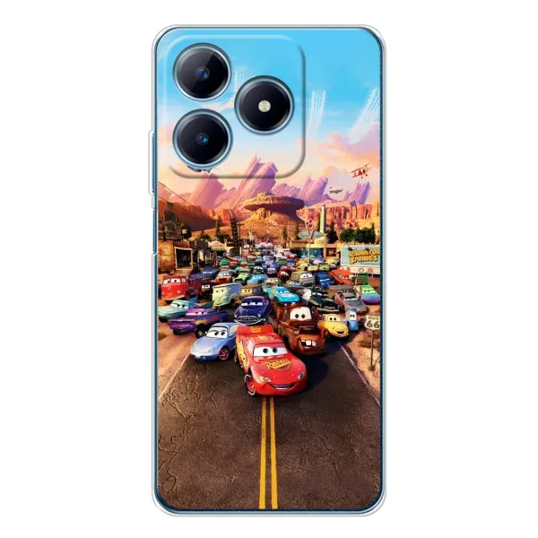 Чехол с принтом «Тачки на трассе» для Realme C63 4G