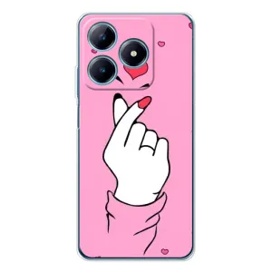 Чехол с принтом для Realme C63 4G (AlphaPrint - Знак сердечка)