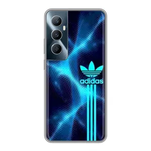 Чехлы Адидас для Realme C65 (AlphaPrint) (Синий Адидас)