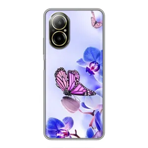 Чохли з квітами для Realme C67 (VPrint) (Метелик на квітах)