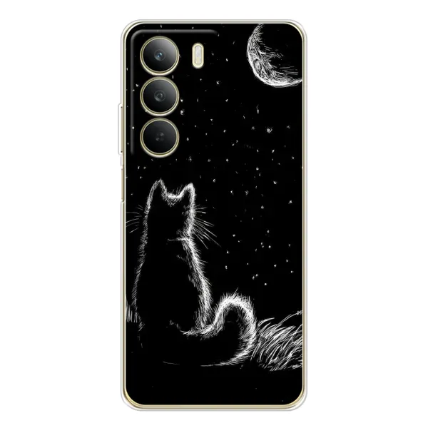 Чехол с принтом «Котик и луна» для Realme C71 Чехол с принтом «Котик и луна» для Realme C71