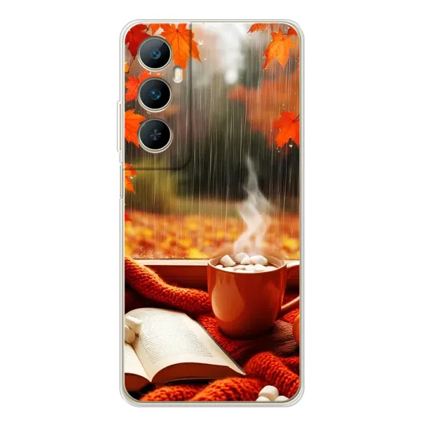 Чехол с принтом «Кофе и дождь» для Realme C75