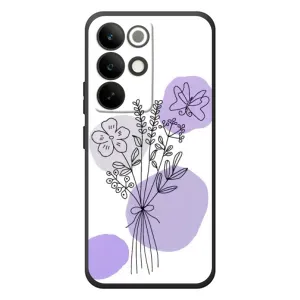 Силиконовый чехол с принтом в цветах на RealMe C85 Pro (Букет фиолетовая абстракция)