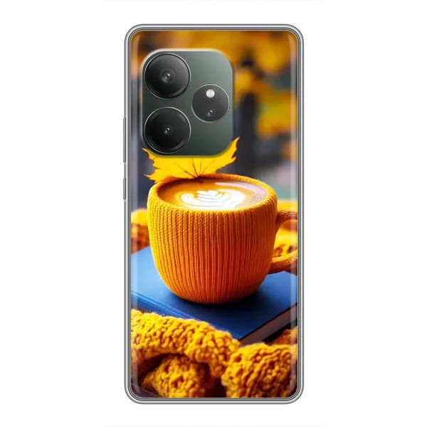 Чехол с принтом «Кофе на желтом пледе» для Realme GT 6