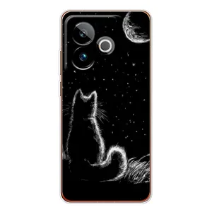 Чохол з принтом для Realme GT 7 (AlphaPrint) Модні коти (Котик і місяць)