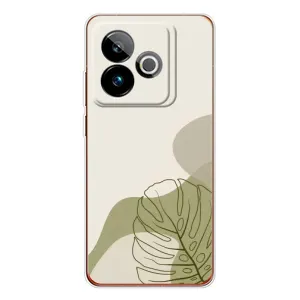 Силиконовый чехол с принтом в цветах на Realme GT 7T (Зеленая монстера дизайн)