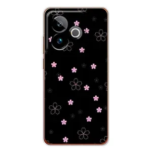 Чохол з розовим принтом для Realme GT 7T (Рожеві квіти на чорному)