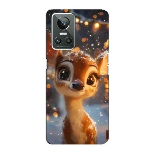Яскравий чохол для Realme GT Neo 3 з Зимові Оленята (Оленятко серед гірлянд)