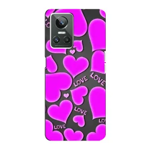 Чехлы для любимой на РеалМі ГТ Нео 3 (VPrint) (Pink hearts)