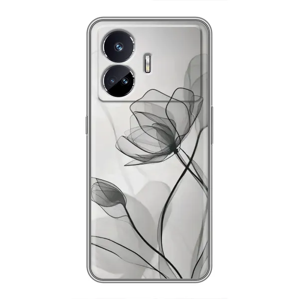 Чохол з принтом «Чорні квіти» для Realme GT Neo 5 Чохол з принтом «Чорні квіти» для Realme GT Neo 5