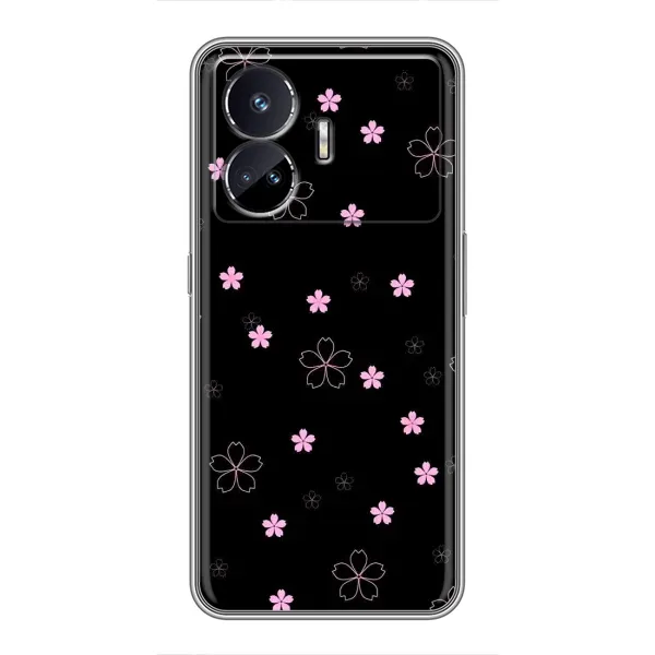 Чохол з принтом «Рожеві квіти на чорному» для Realme GT Neo 5 Чохол з принтом «Рожеві квіти на чорному» для Realme GT Neo 5