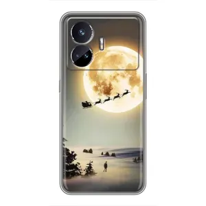 Новорічні, Святкові Чохли для Realme GT Neo 5 - 2024 год (Санта на місяці)