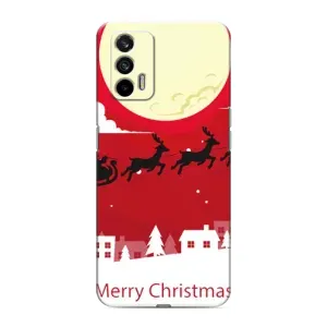 Рождественские Чехлы для Realme GT (VPrint) (Санта с оленями)