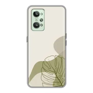 Силконовий чохол з принтом в квітах на Realme GT2 (Зелена монстера дизайн)