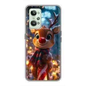 Яскравий чохол для Realme GT2 з Зимові Оленята (Олень з шарфом)